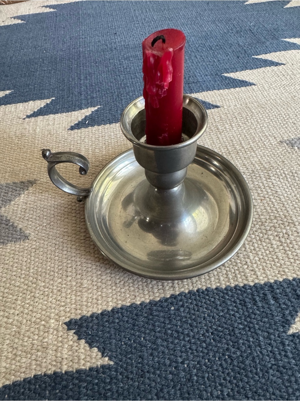 Vintage pewter candlestick holder